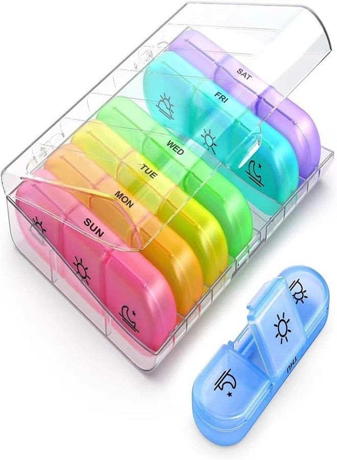vulrian Weekly Medicine Organizer Box 03 Times a Day, Tablets Container Case Travel Pill Box For 07 days Multicolor 01 Pcs - Image 1